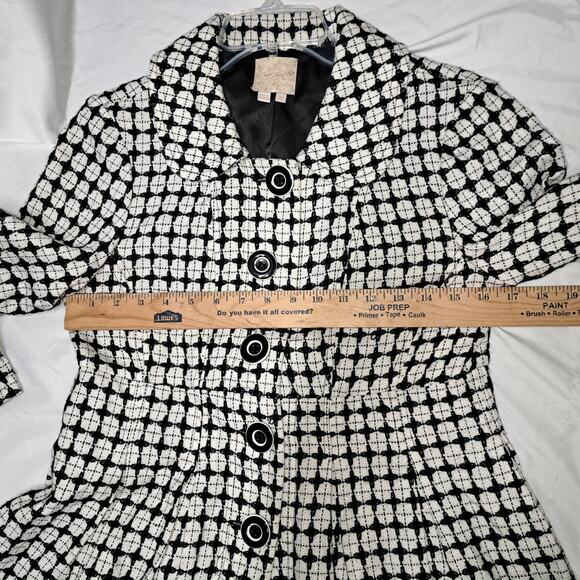 Sequin Hearts BlkWhite 3/4 Bell sleeve Peter Pan Collar front button Blazer 9 - Picture 5 of 11